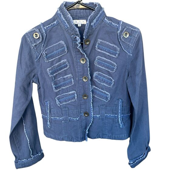 BNK Baba Nuki Jean Jacket Womens Size 38 Button Up Military Utility Denim Cotton - Picture 1 of 10